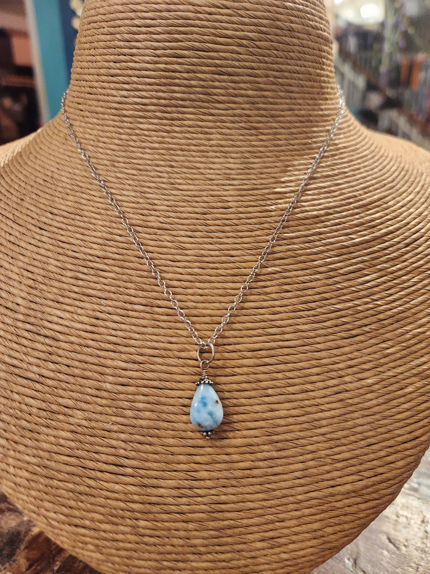 Larimar Drop Sterling Silver Necklace