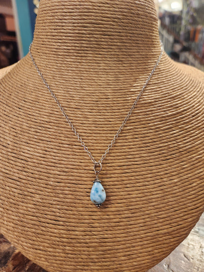 Larimar Drop Sterling Silver Necklace