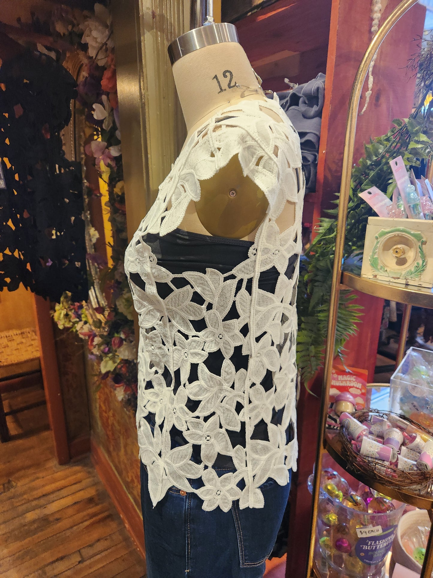 Cap Sleeve Floral Crochet Top - Multiple Colors