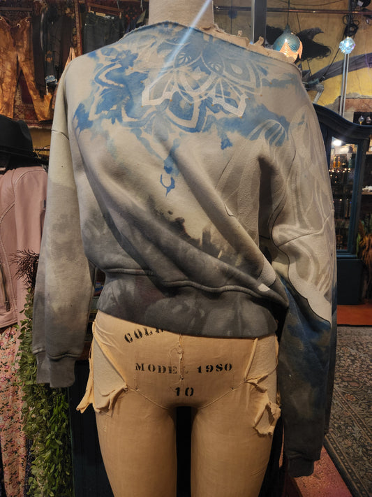 Moody Blue Off the Shoulder Sweatshirt - Heather Bro