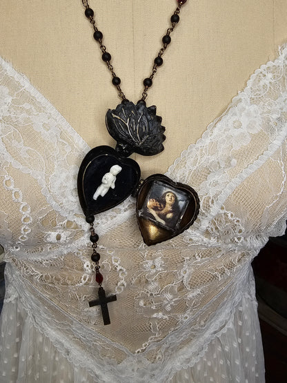 Sacred Heart Locket (Oxidized)