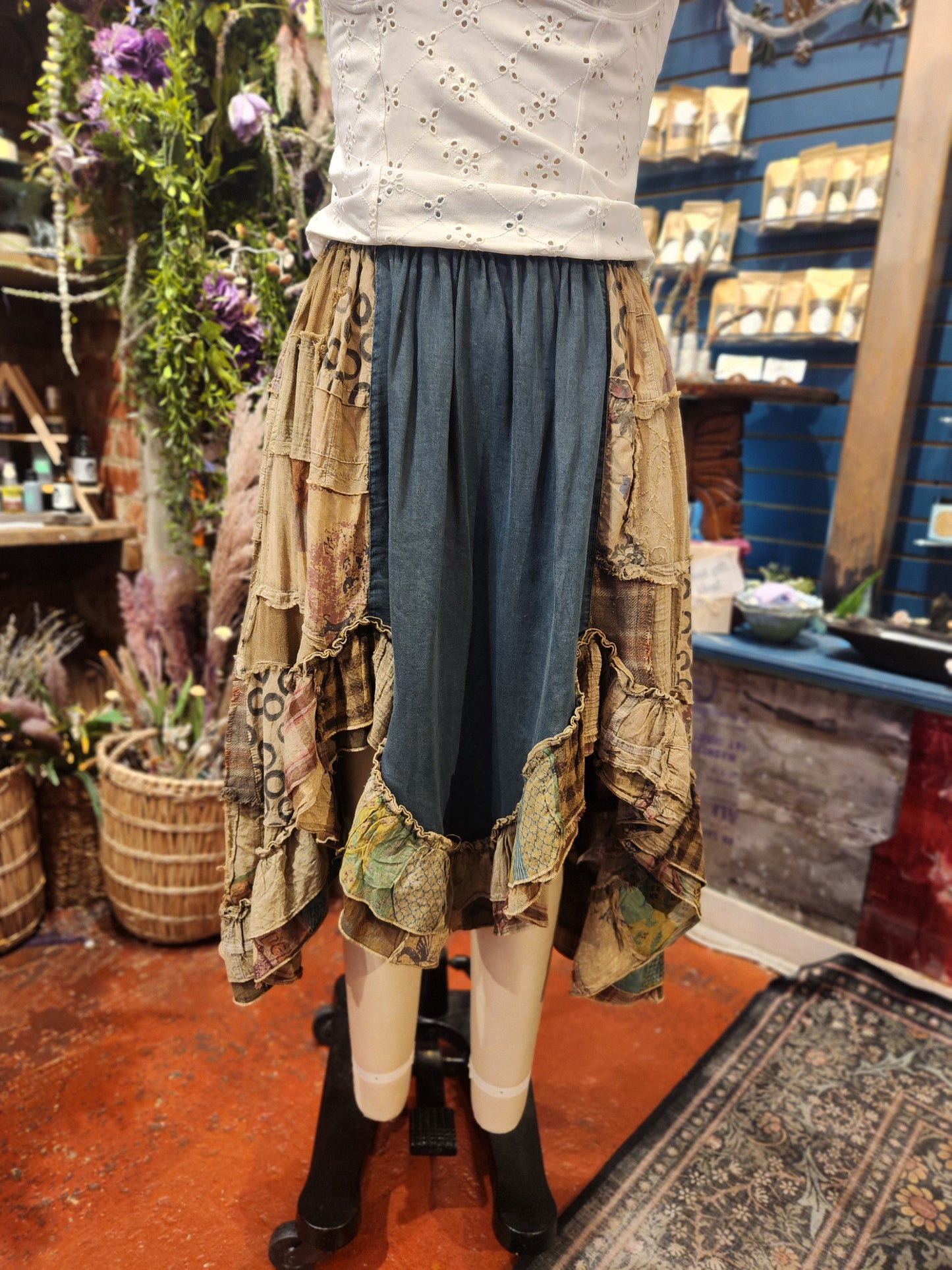 Patchwork Vintage Trim Skirt