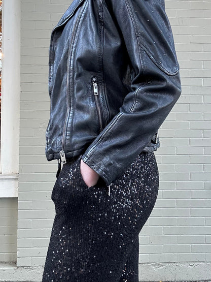Sequin Pants Solid - Black