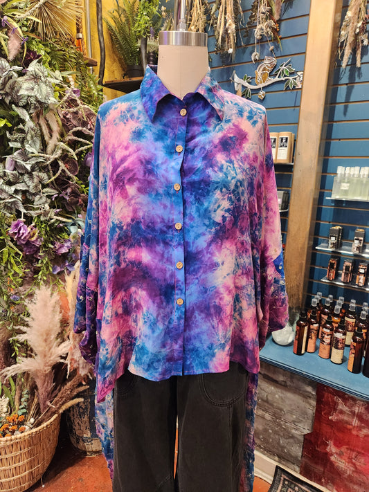 Crepe Sari Summer Nirvana Button Down