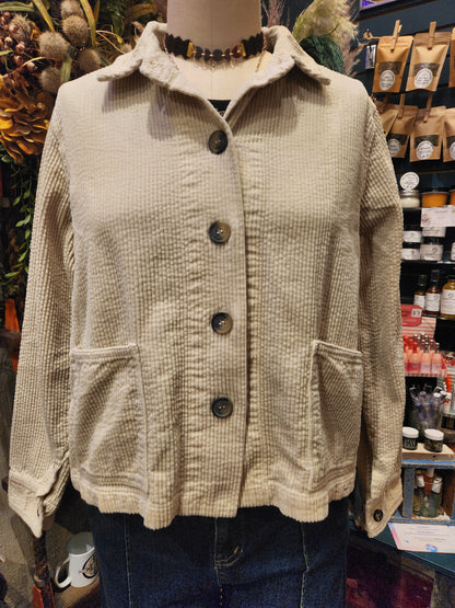 Cropped Lux Cord Jacket - Moonbeam