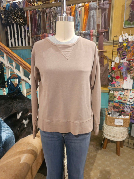 Cozy Crew Cropped Sweatshirt - Mushroom