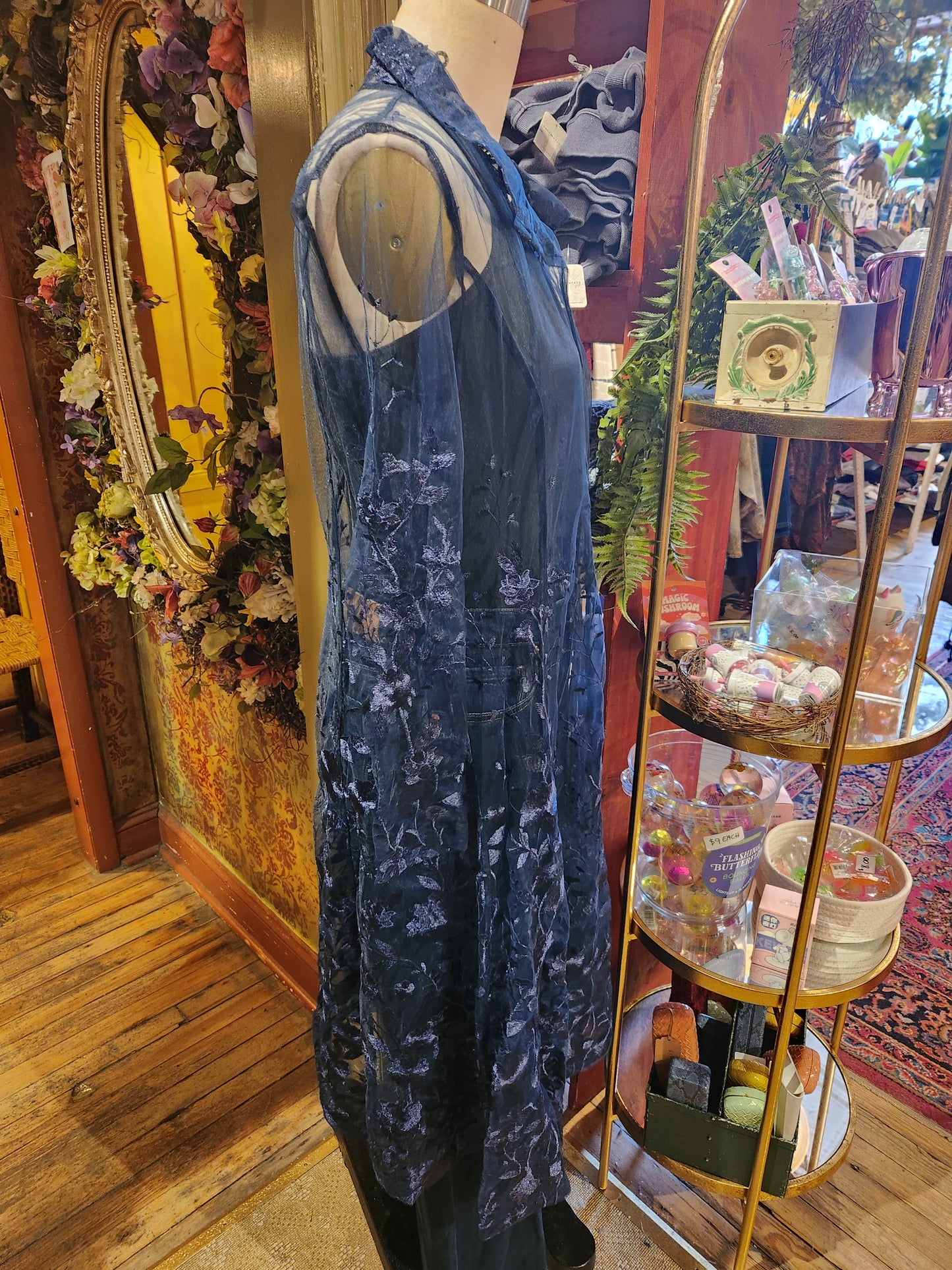 Embroidered Floral Mesh Duster - Multiple Colors