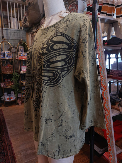 Olive Butterfly Top