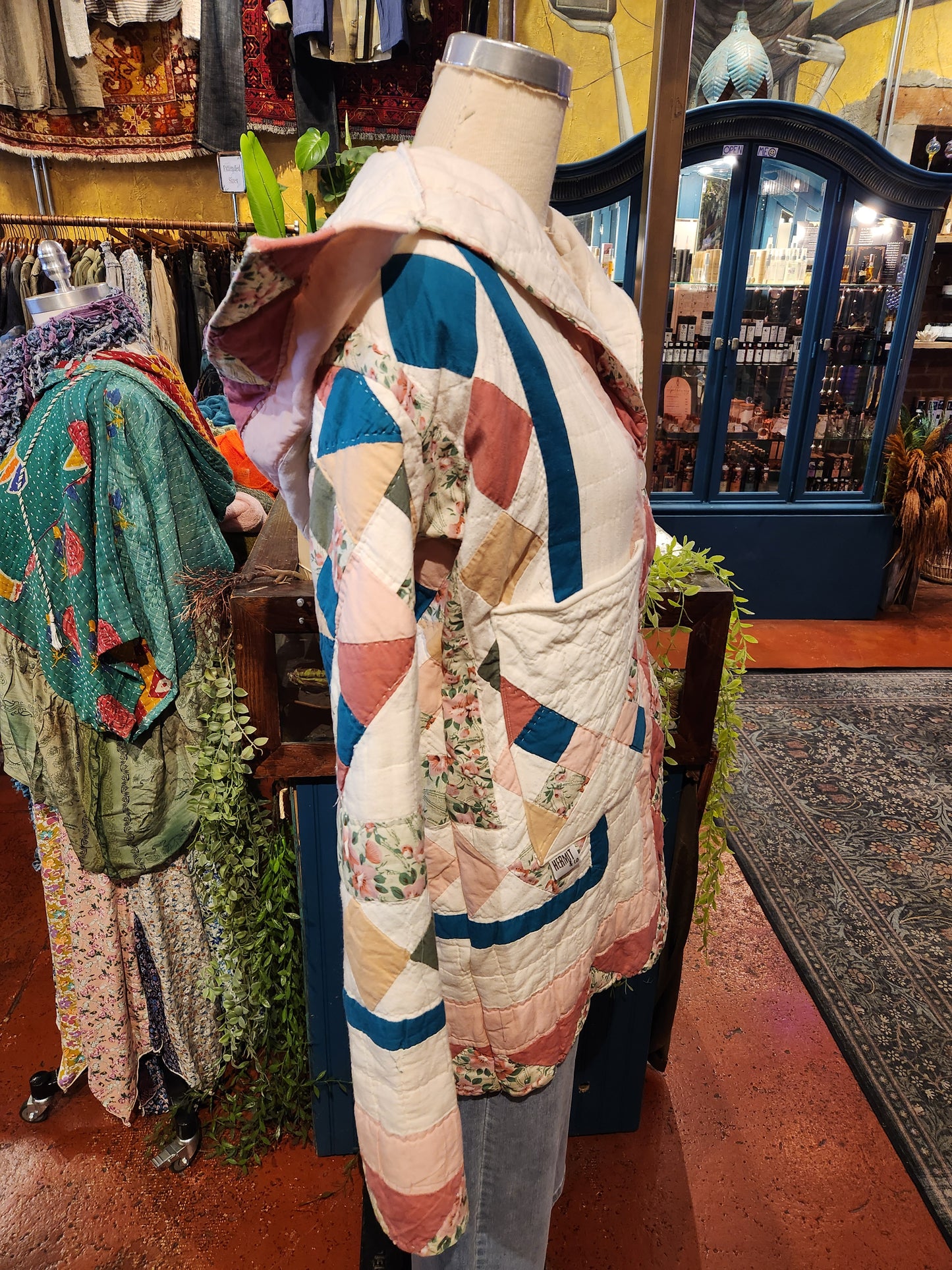 OOAK Pink Hooded 3/4 Quilt Trench Jacket