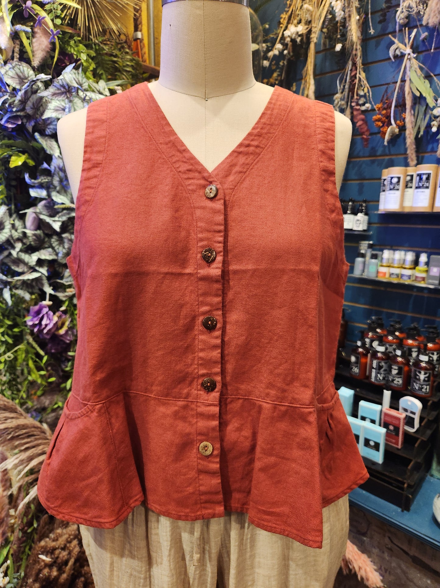 Kleen Linen/ Cotton Tucks Vest