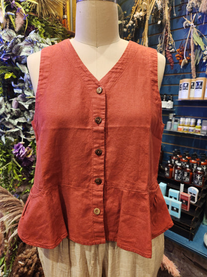Kleen Linen/ Cotton Tucks Vest