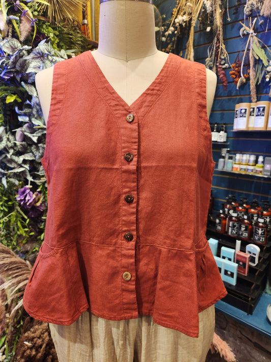 Kleen Linen/ Cotton Tucks Vest