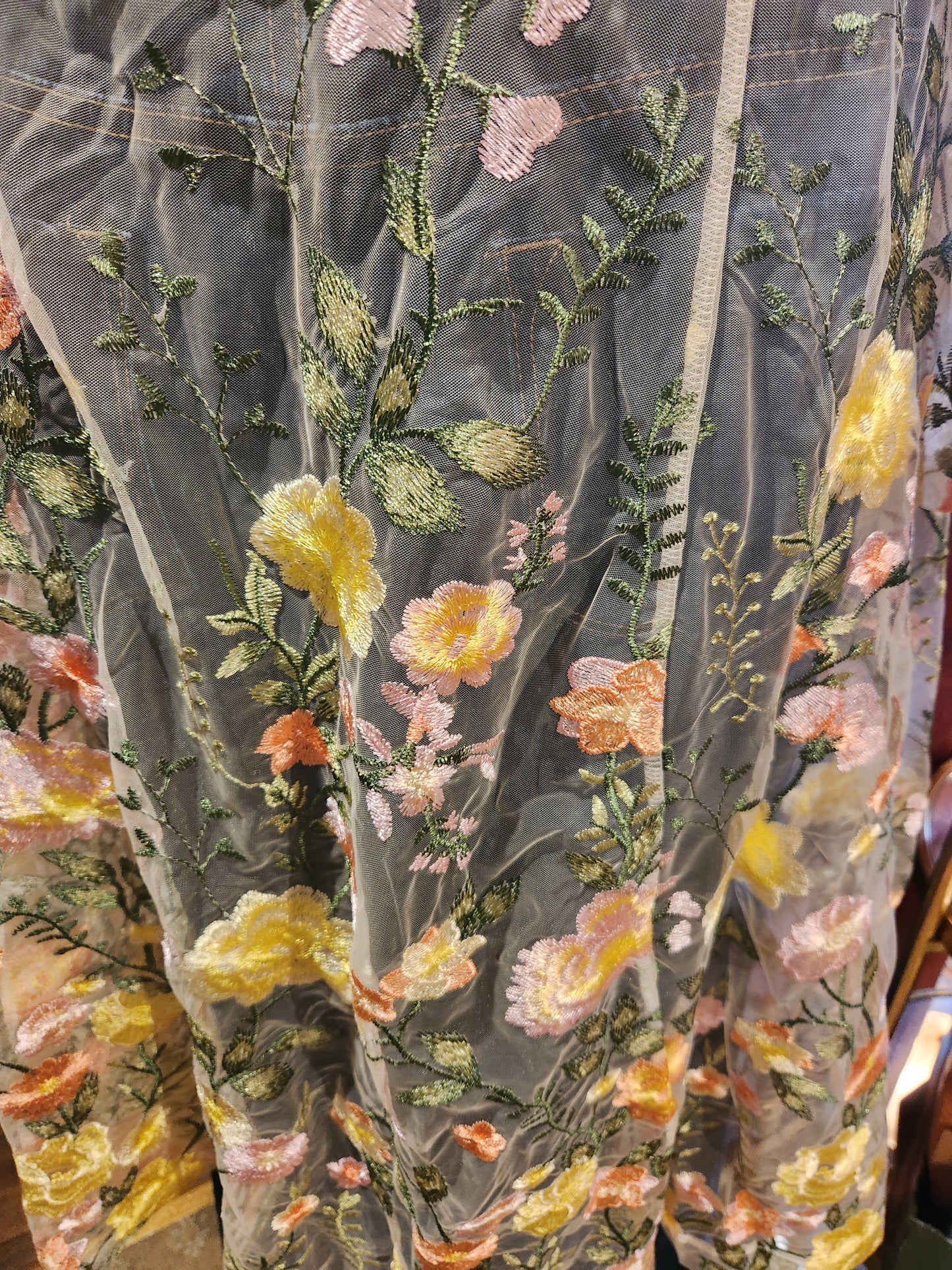 Embroidered Floral Mesh Duster - Multiple Colors