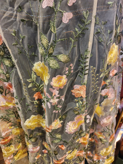 Embroidered Floral Mesh Duster - Multiple Colors