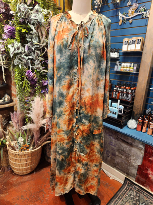 Crepe Sari Woodstock Duster Dress