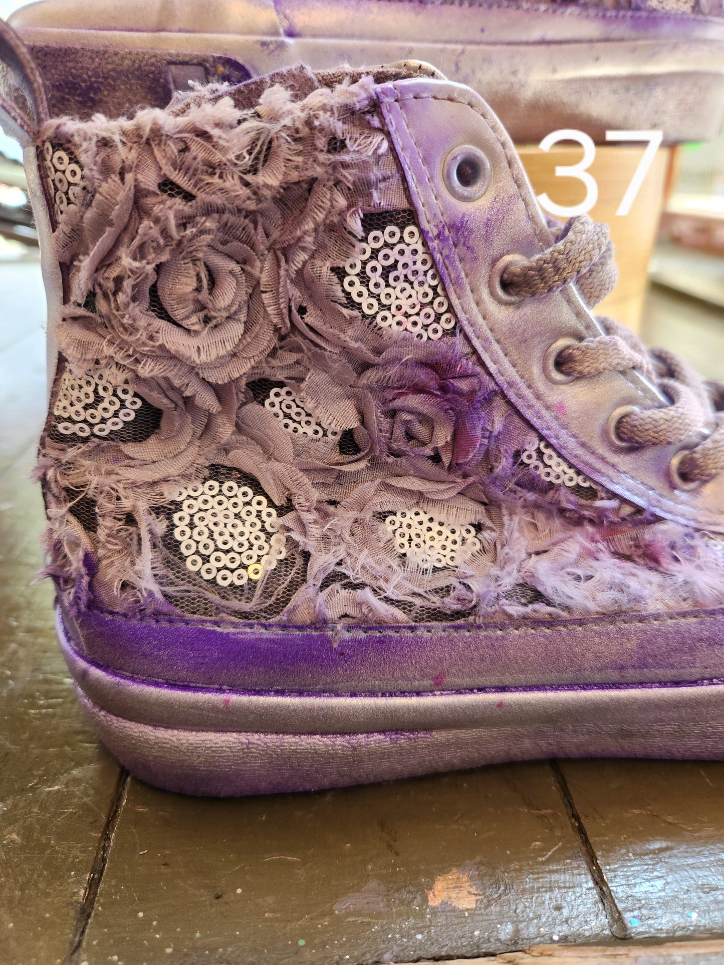 Hand Dyed Floral High Top Sneaker