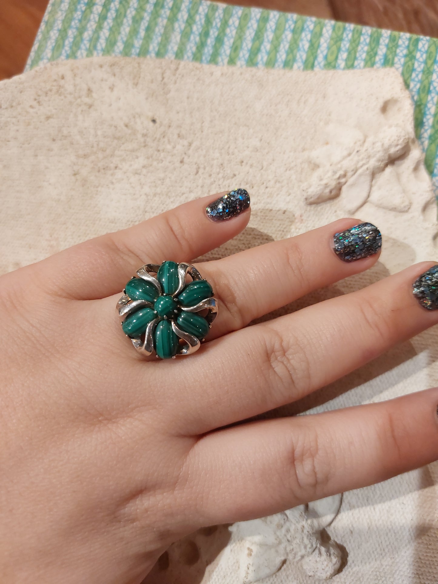 #61 Malachite Flower Ring*