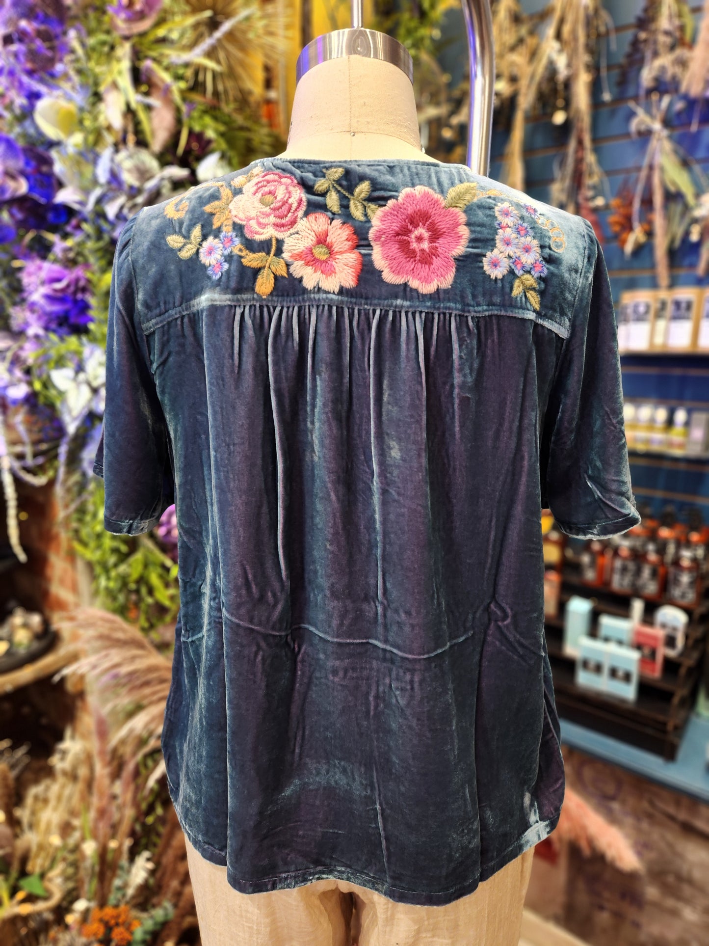 Velvet Yoke Blouse