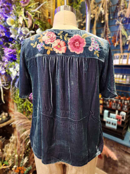 Velvet Yoke Blouse