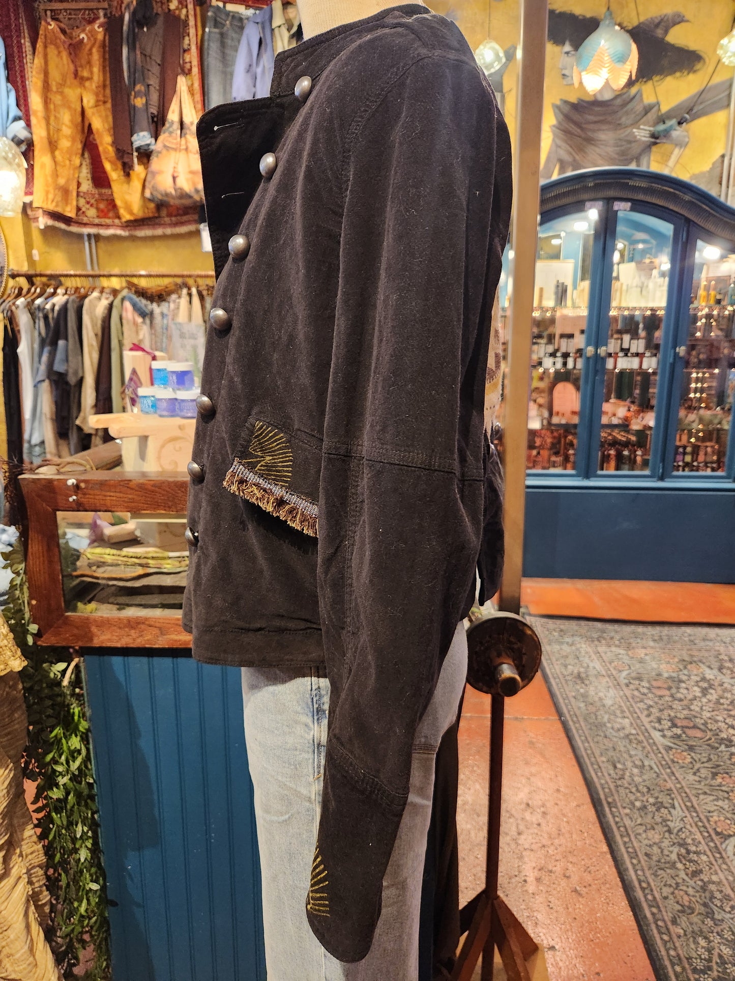 Mandala Sun Free People  Black Velvet Jacket - Vaylmith