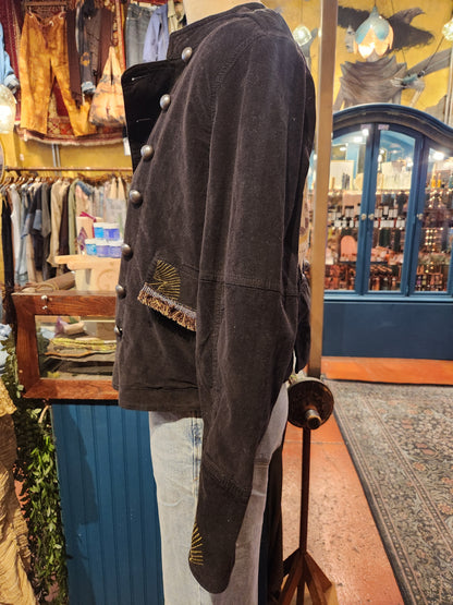 Mandala Sun Free People  Black Velvet Jacket - Vaylmith
