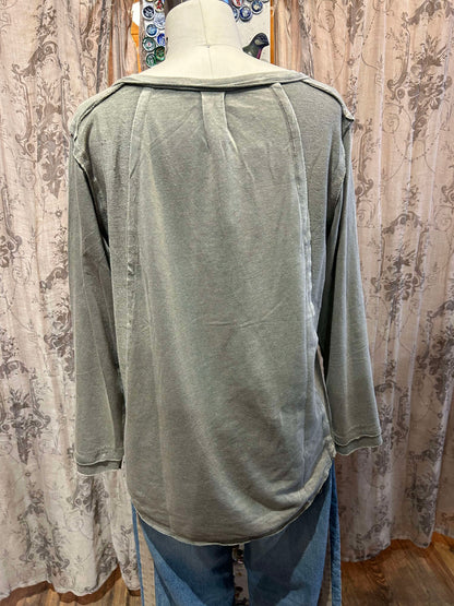 Moss Green Raw Hem Top