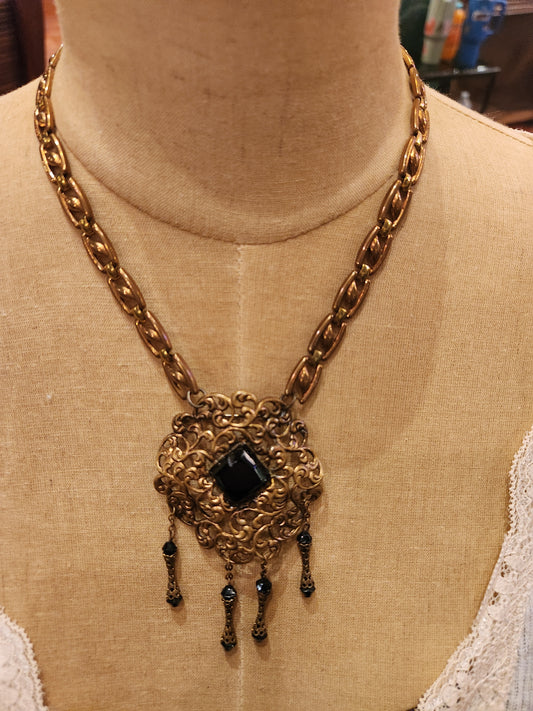 OOAK Vintage Chain with Vintage Victorian Brooch