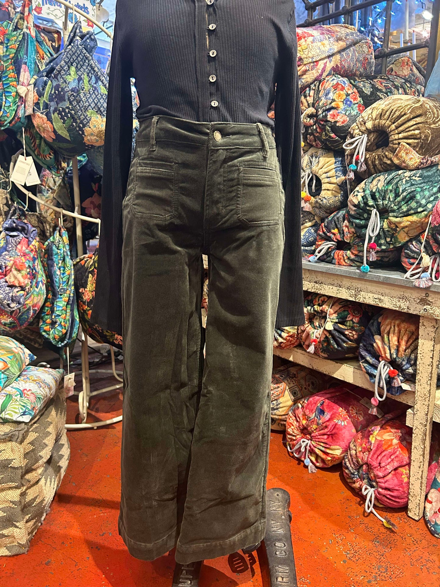 Corduroy Cropped Flare Pants