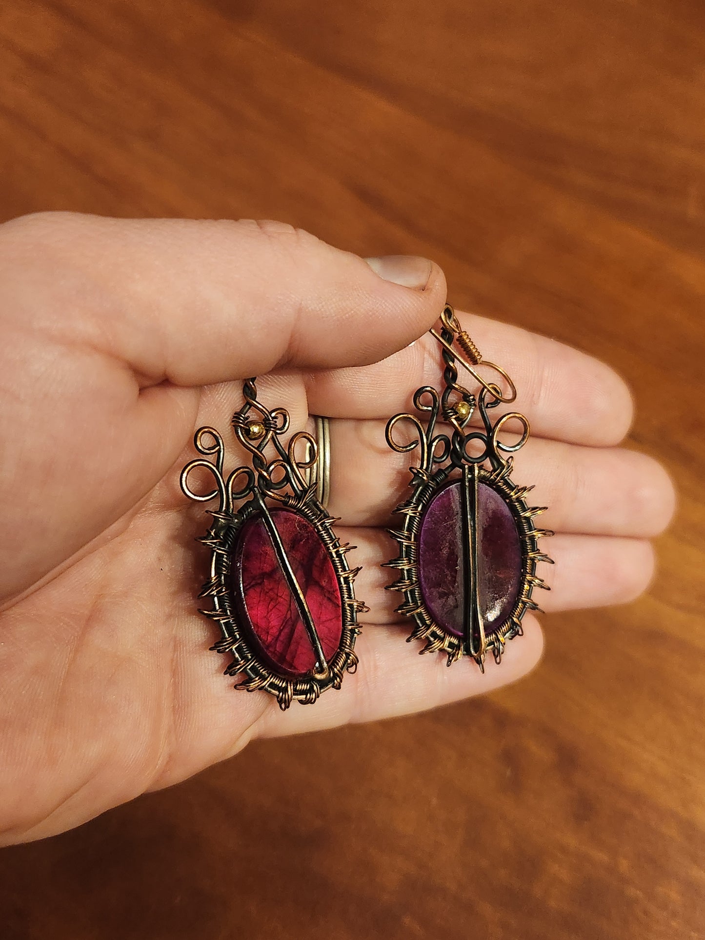 Purple Fire Labradorite Copper Earrings