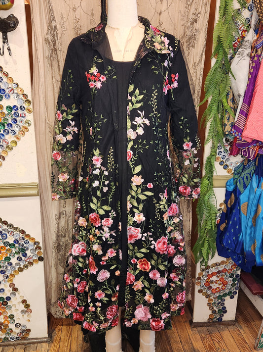 Embr Mesh Floral Duster
