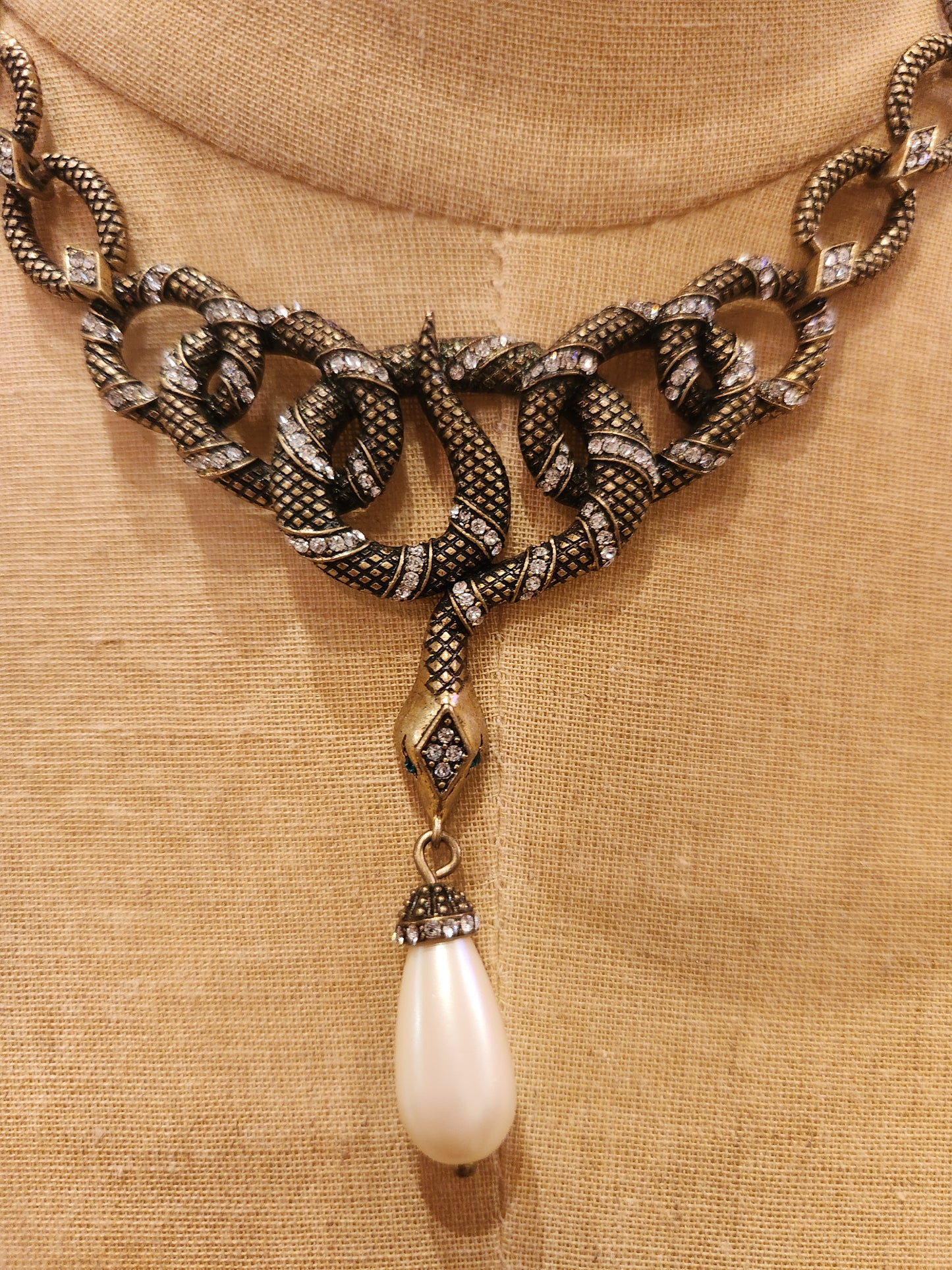 OOAK Snake Necklace with Pearl