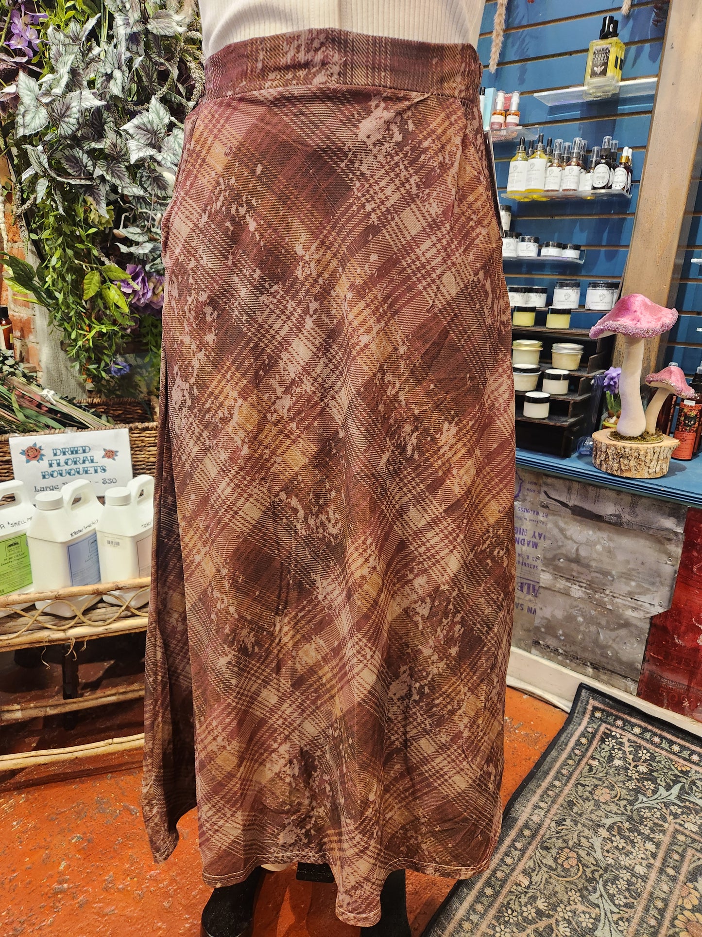 Corduroy Plaid Skirt