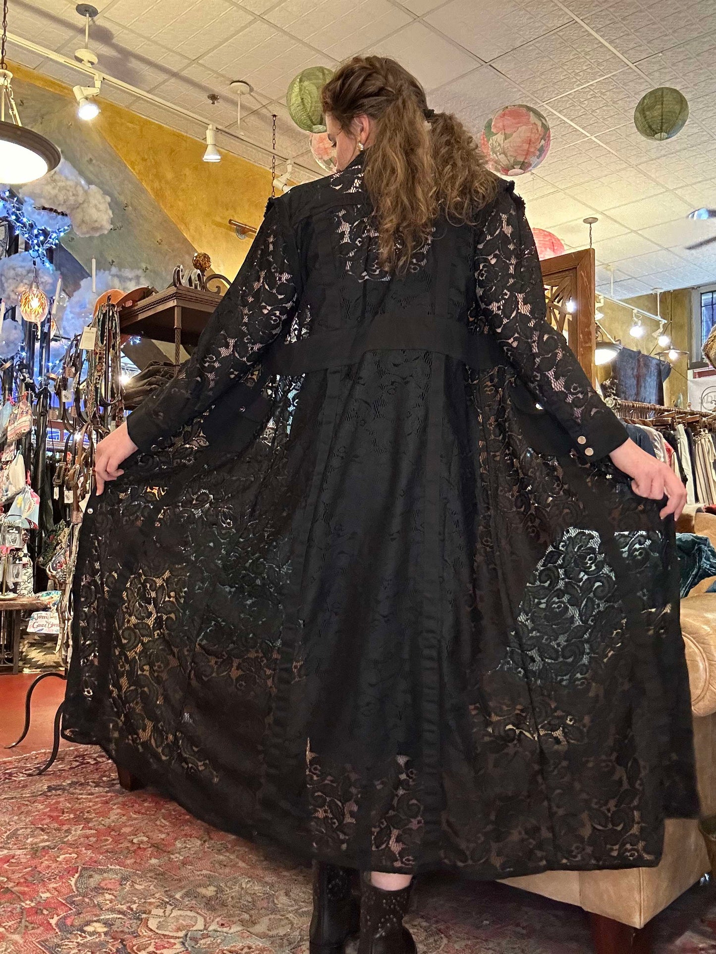 Black Long Lace Duster