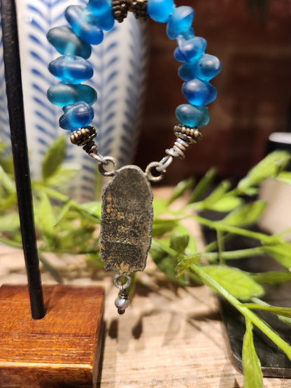 Mother Mary Earrings ( blue)