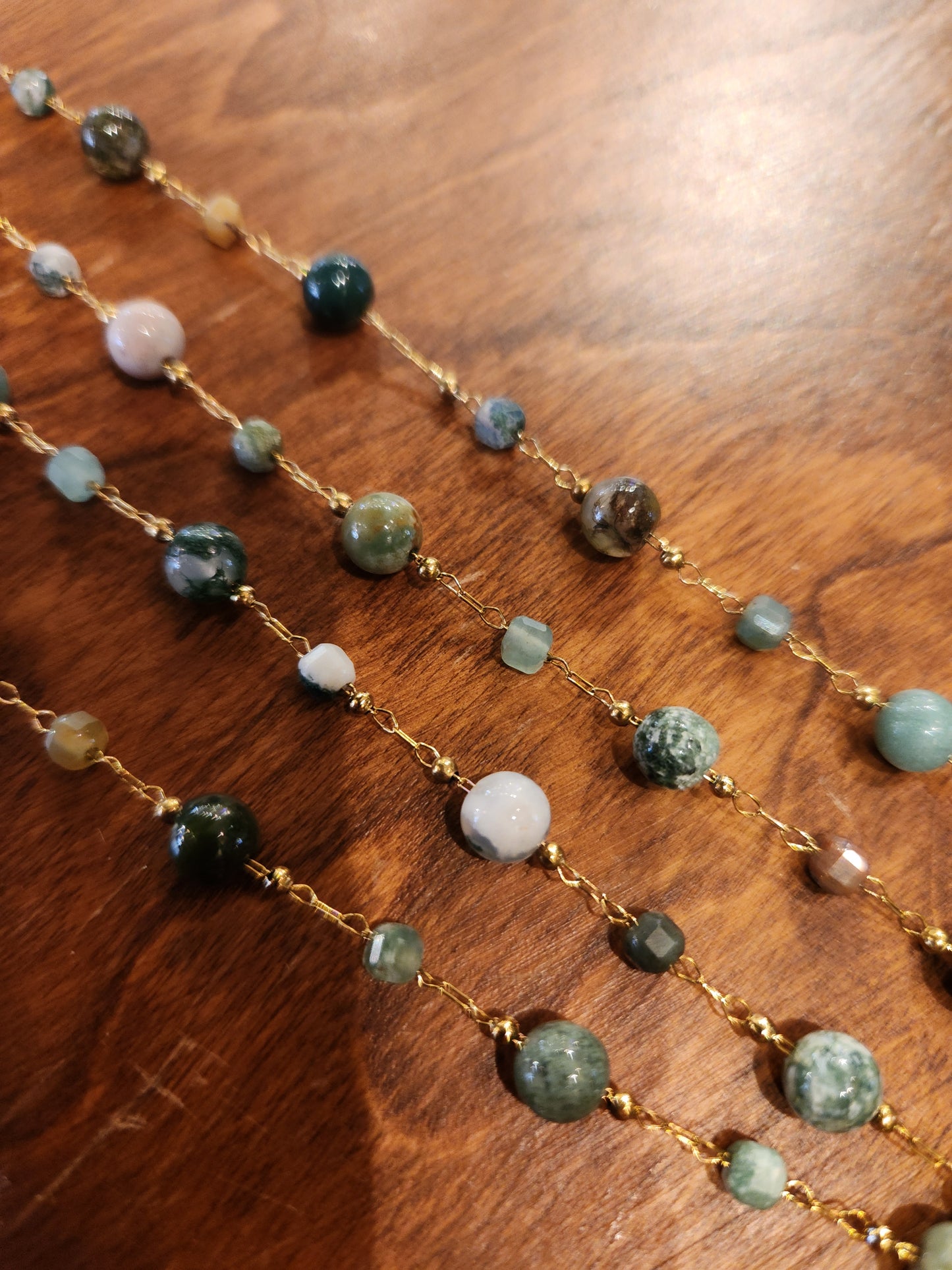 Carved Bone Pendant with Beaded Chain