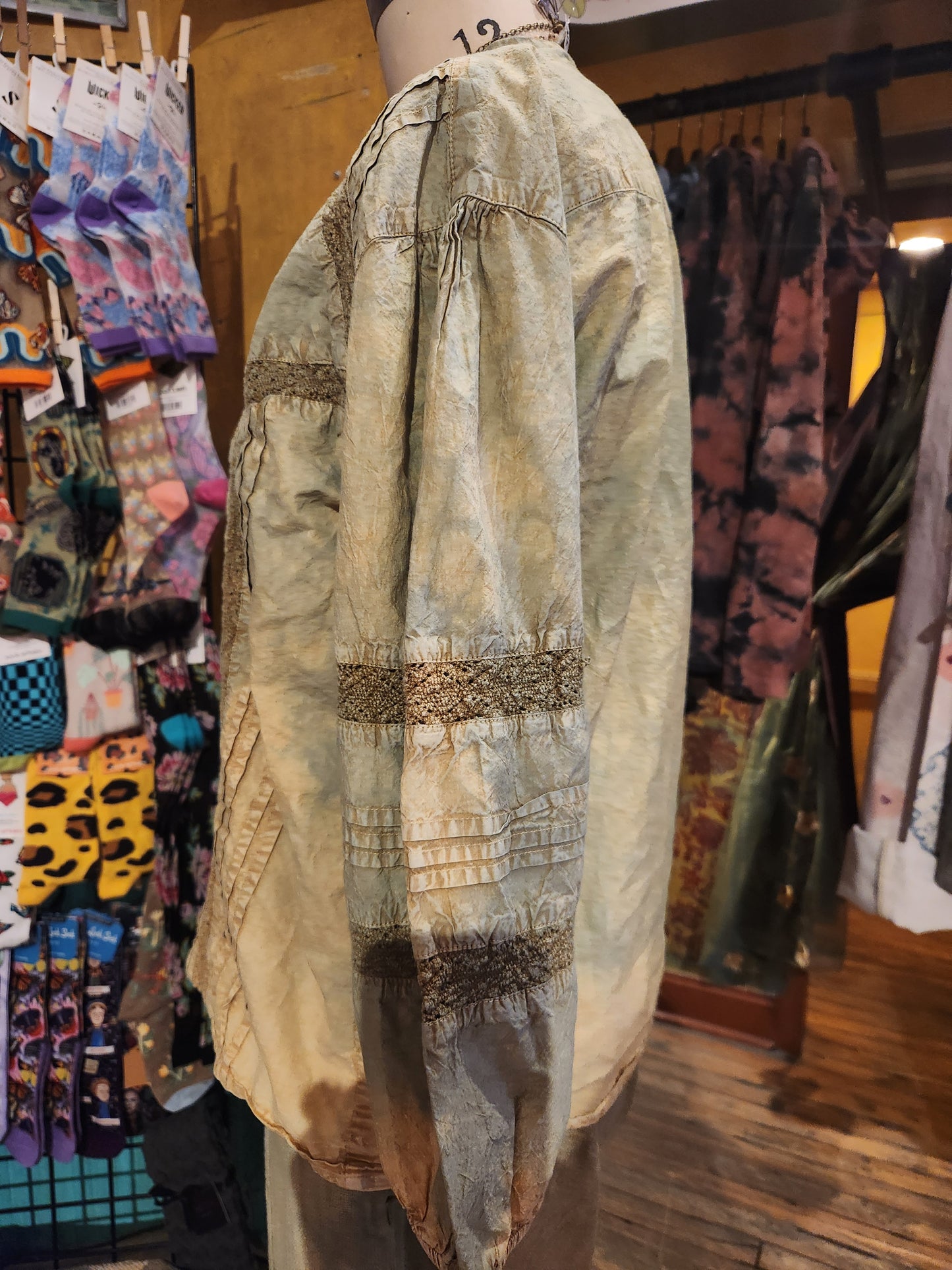 Hand Dyed 'Paperlace' Blouse - Pistachio