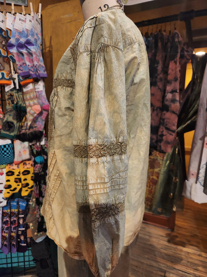 Hand Dyed 'Paperlace' Blouse - Pistachio