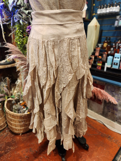 Sand Lace Ruffle Skirt