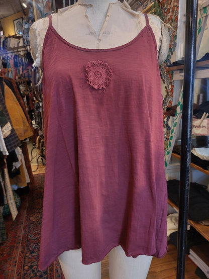 Cami with Lace Inset and Raw Edges