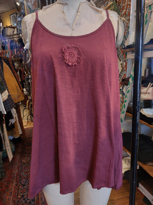 Cami with Lace Inset and Raw Edges