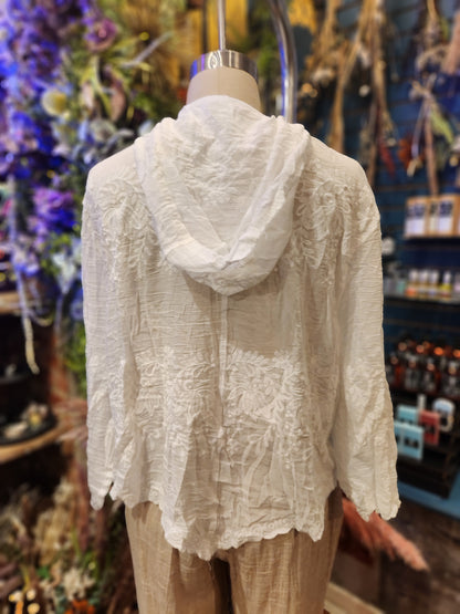 Embroidered Lace Button Up Blouse - One Size