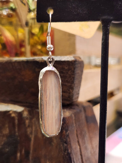 Pink Irridescent Long Oval Earrings - *KC34
