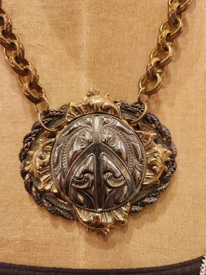 OOAK Vintage Chain with Vintage Brooch Pendant