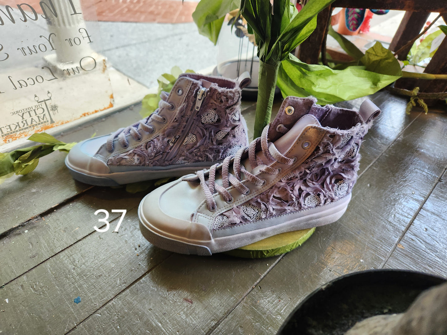 Hand Dyed Floral High Top Sneaker