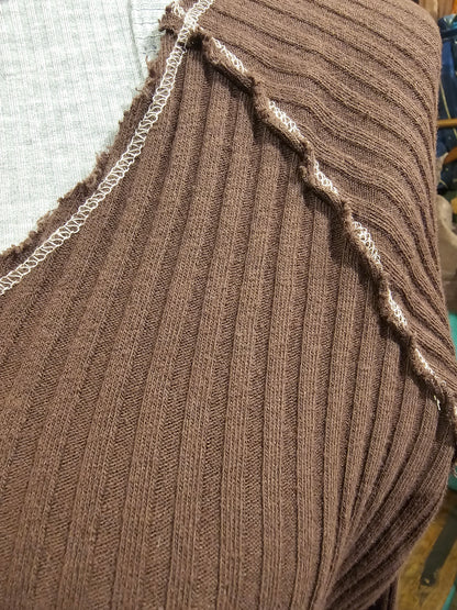 Homebody V-Neck Rib Long Sleeve - Dark Mocha