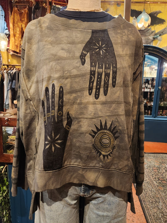 Hands to the Stars Paper Lace Custom Dyed Sweatshirt - Vaylmith