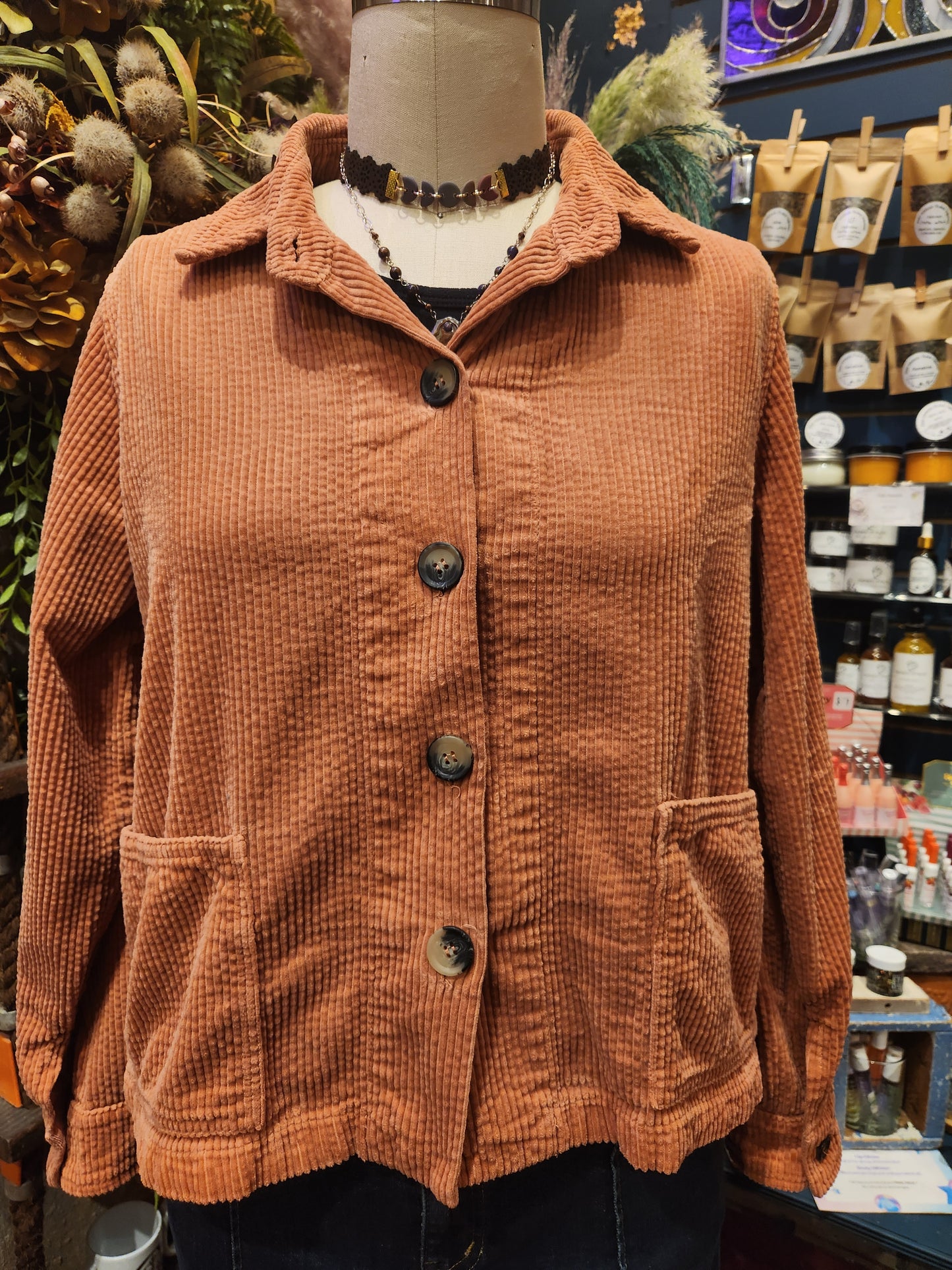 Cropped Lux Cord Jacket - Tandoori