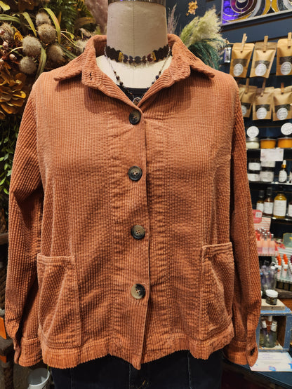 Cropped Lux Cord Jacket - Tandoori