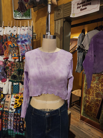 Hand Dyed 'Cutloose' Mesh Top - Purple