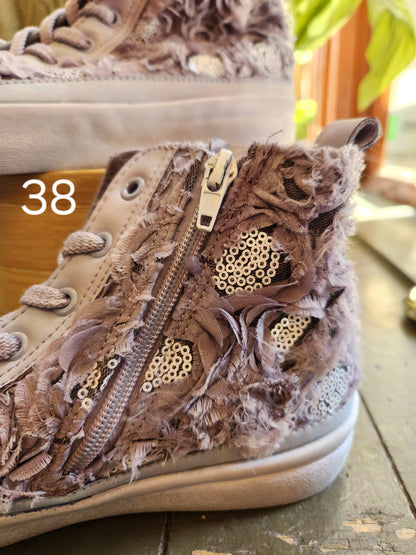 Hand Dyed Floral High Top Sneaker